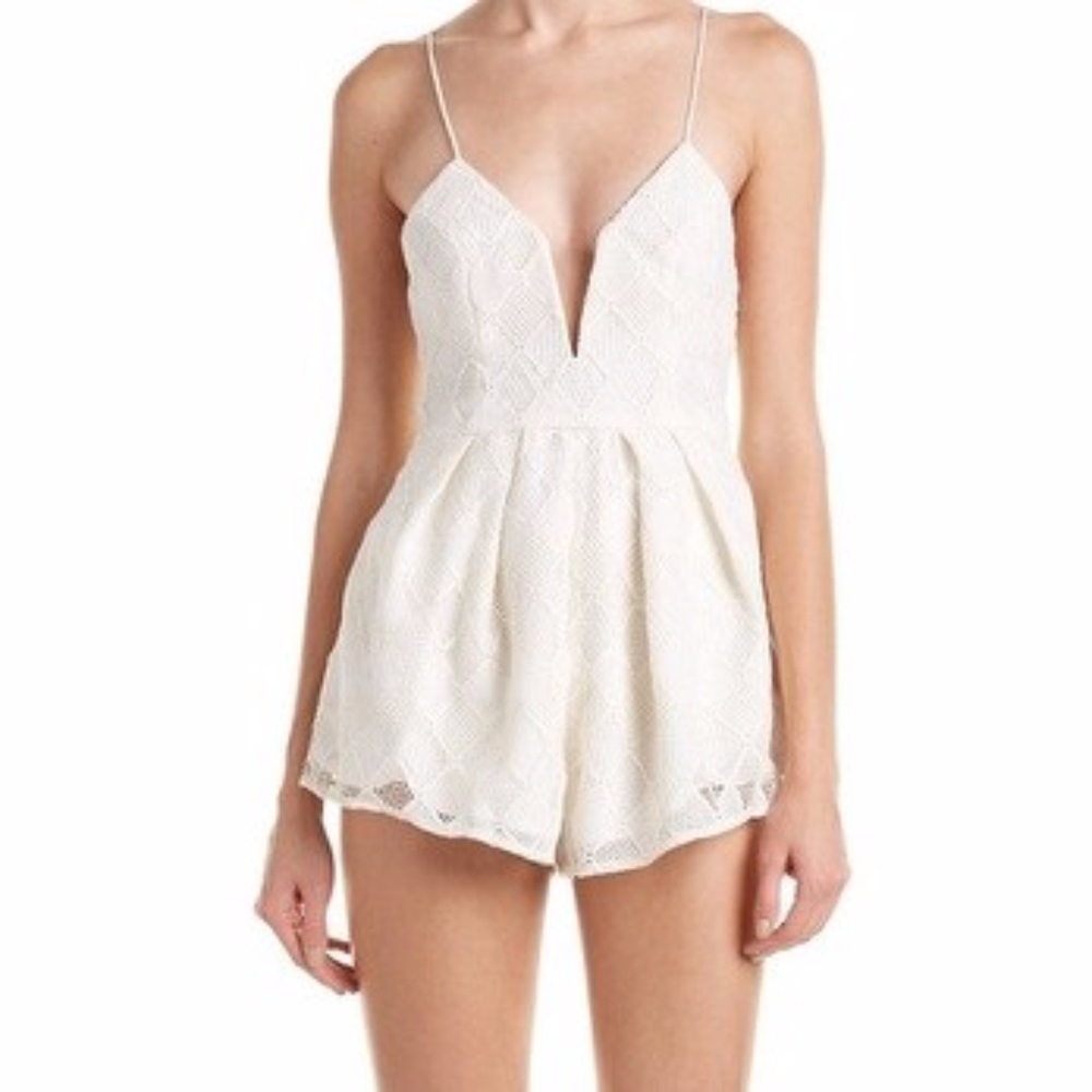 NWT StyleStalker Empire Romper (Ivory) Jumpsuit - Picture 2 of 7